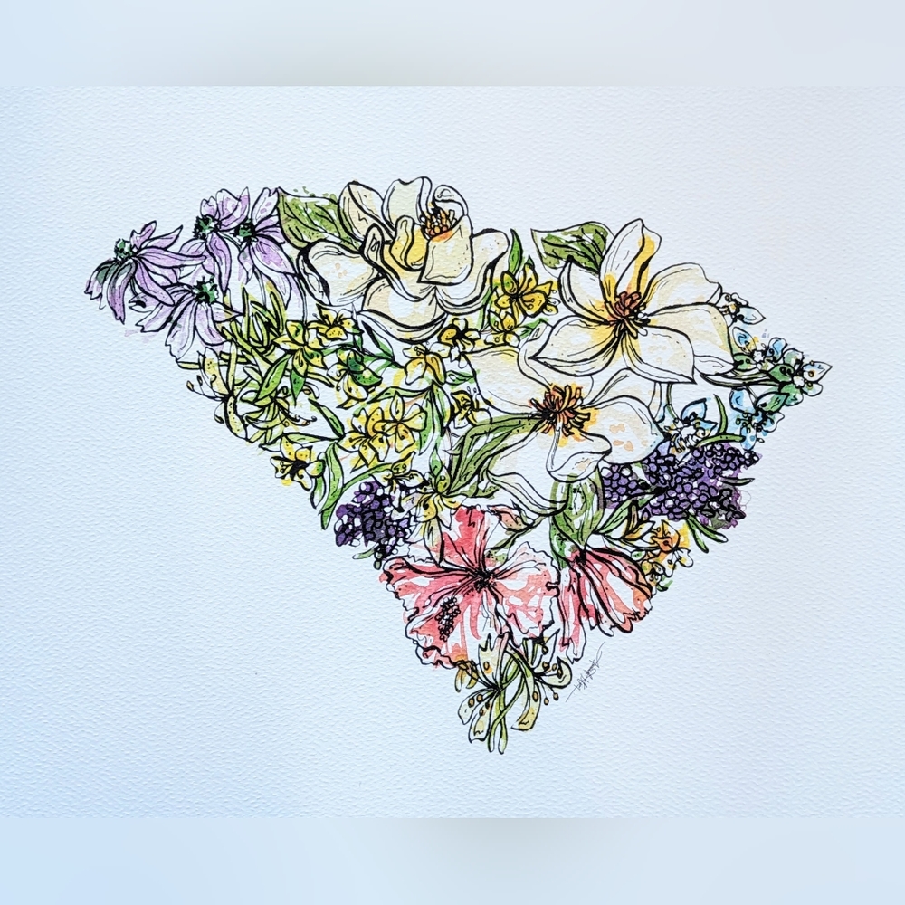 South Carolina State Flowers 8 X 10  Art Print